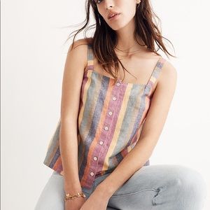 Madewell rainbow stripe linen tank top